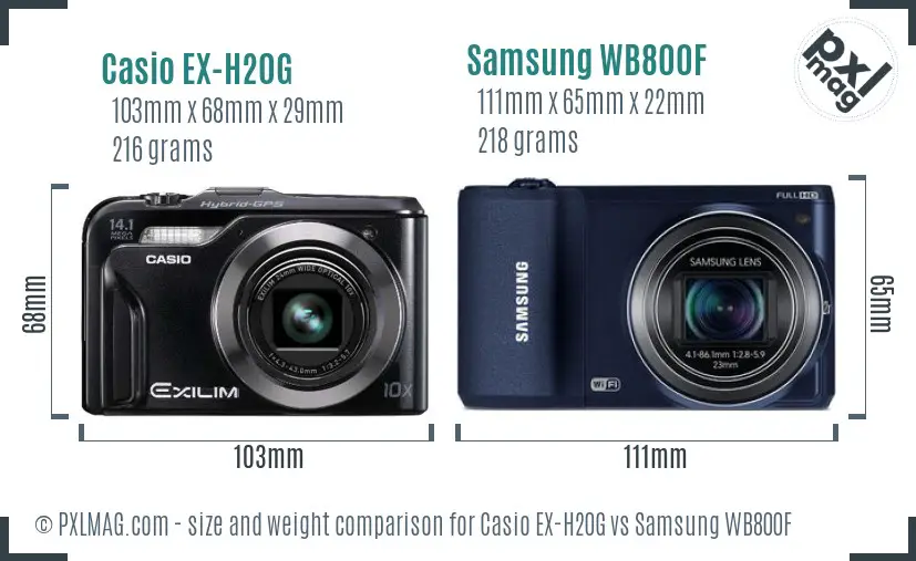 Casio EX-H20G vs Samsung WB800F size comparison