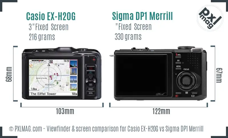 Casio EX-H20G vs Sigma DP1 Merrill Screen and Viewfinder comparison