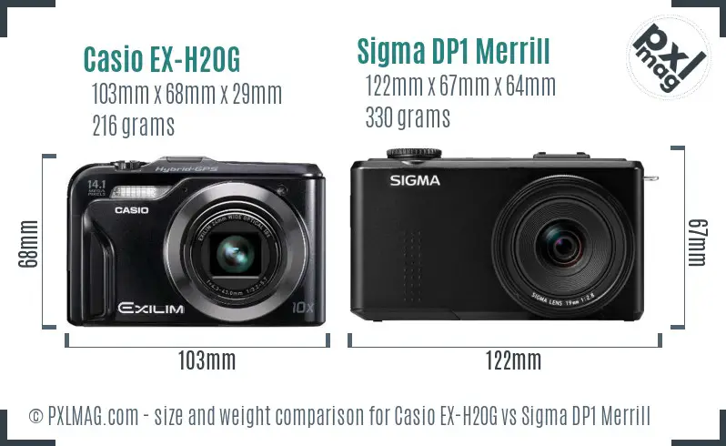 Casio EX-H20G vs Sigma DP1 Merrill size comparison