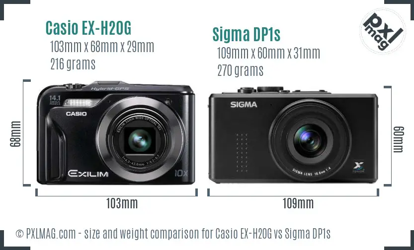 Casio EX-H20G vs Sigma DP1s size comparison