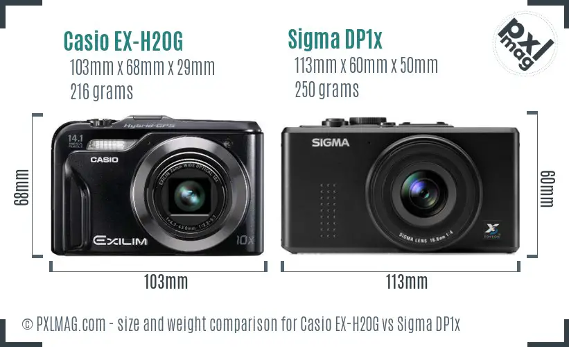 Casio EX-H20G vs Sigma DP1x size comparison