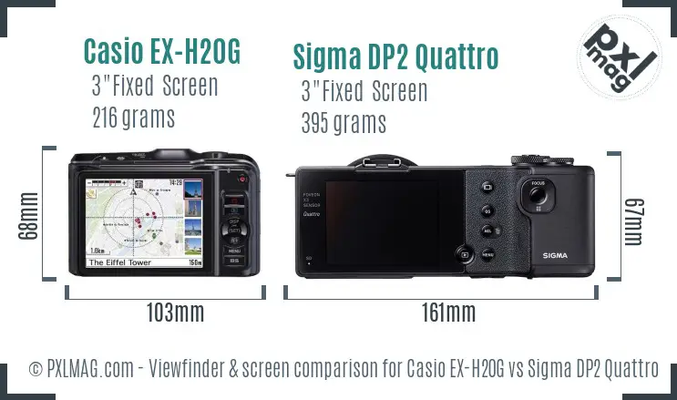 Casio EX-H20G vs Sigma DP2 Quattro Screen and Viewfinder comparison