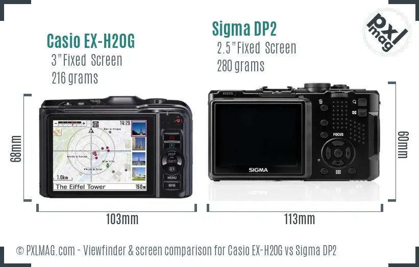 Casio EX-H20G vs Sigma DP2 Screen and Viewfinder comparison