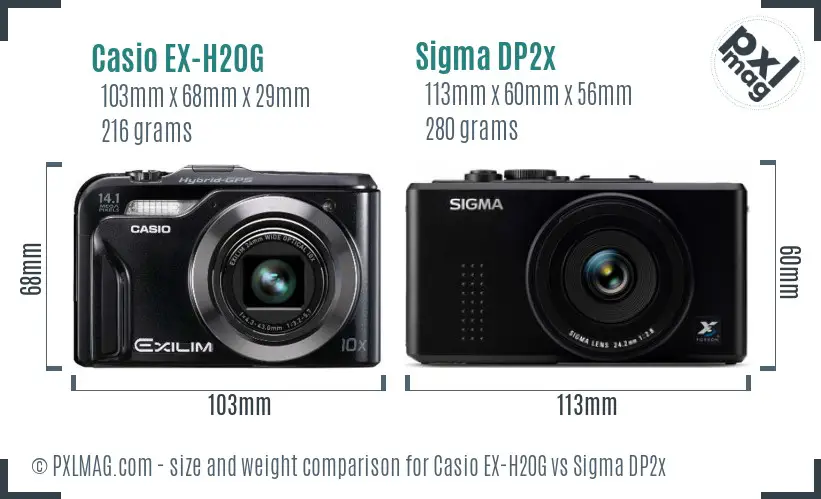 Casio EX-H20G vs Sigma DP2x size comparison Casio EX-H20G vs Sigma DP2x size comparison