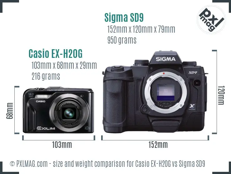 Casio EX-H20G vs Sigma SD9 size comparison