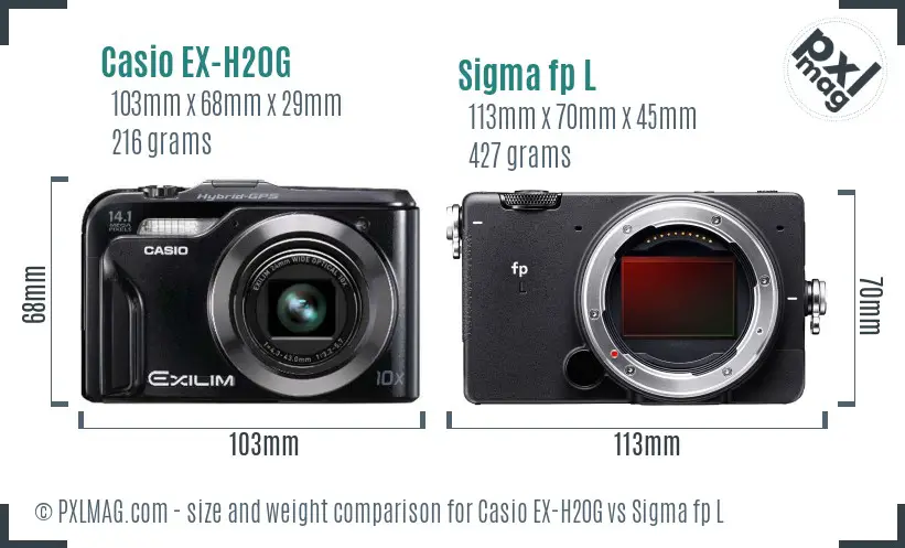 Casio EX-H20G vs Sigma fp L size comparison