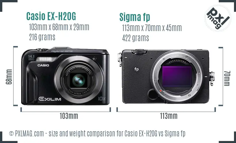 Casio EX-H20G vs Sigma fp size comparison