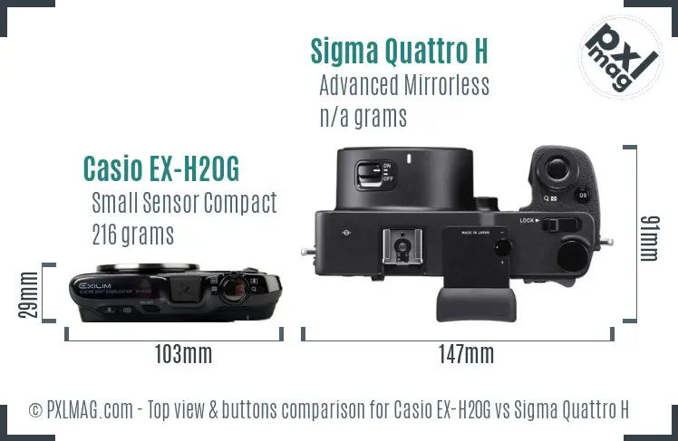 Casio EX-H20G vs Sigma Quattro H top view buttons comparison