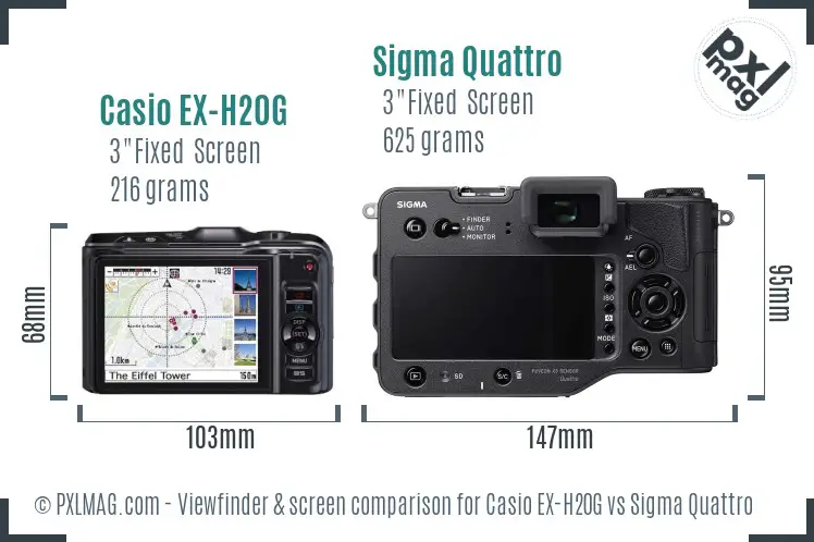 Casio EX-H20G vs Sigma Quattro Screen and Viewfinder comparison