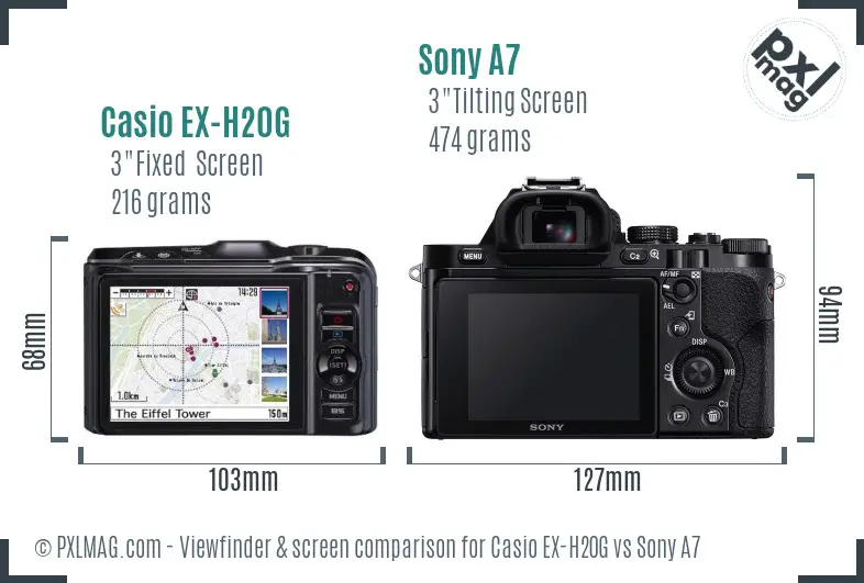 Casio EX-H20G vs Sony A7 Screen and Viewfinder comparison