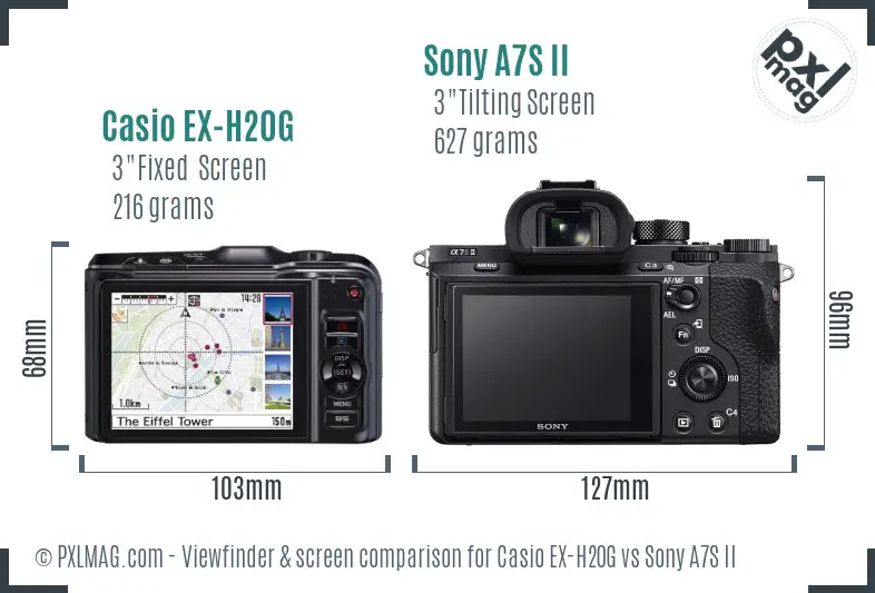 Casio EX-H20G vs Sony A7S II Screen and Viewfinder comparison