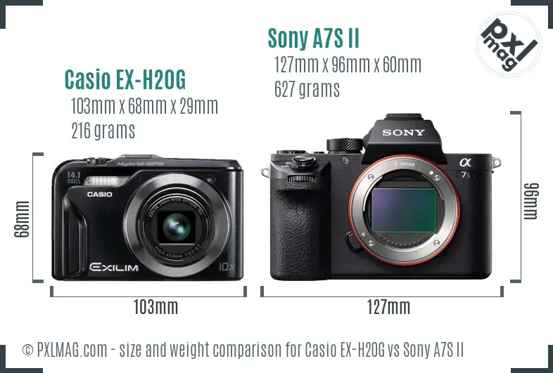 Casio EX-H20G vs Sony A7S II size comparison