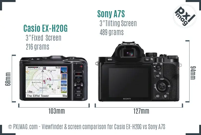 Casio EX-H20G vs Sony A7S Screen and Viewfinder comparison