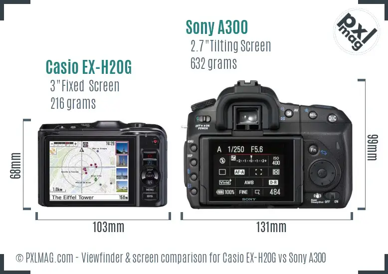 Casio EX-H20G vs Sony A300 Screen and Viewfinder comparison