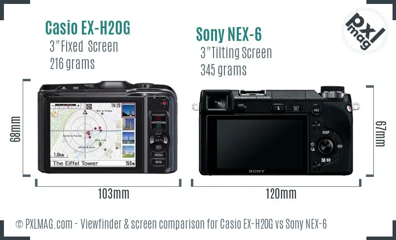 Casio EX-H20G vs Sony NEX-6 Screen and Viewfinder comparison