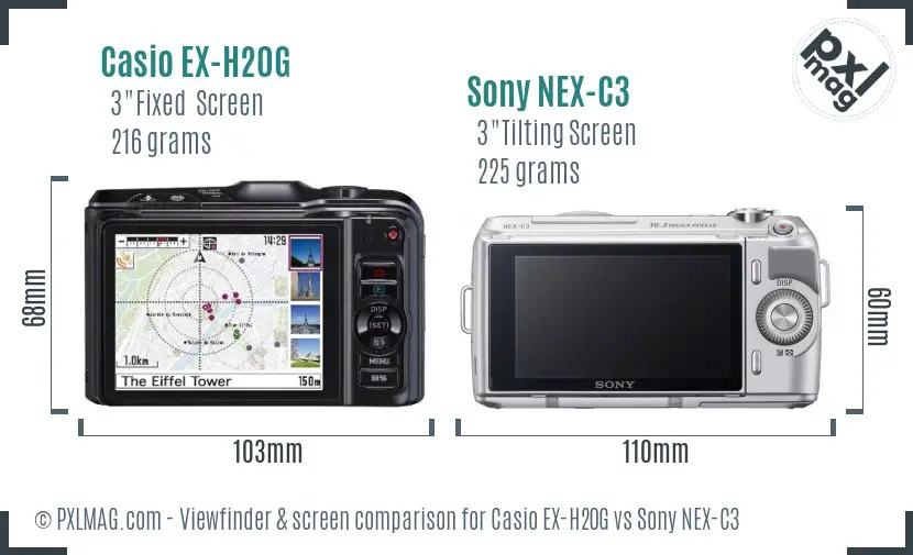 Casio EX-H20G vs Sony NEX-C3 Screen and Viewfinder comparison