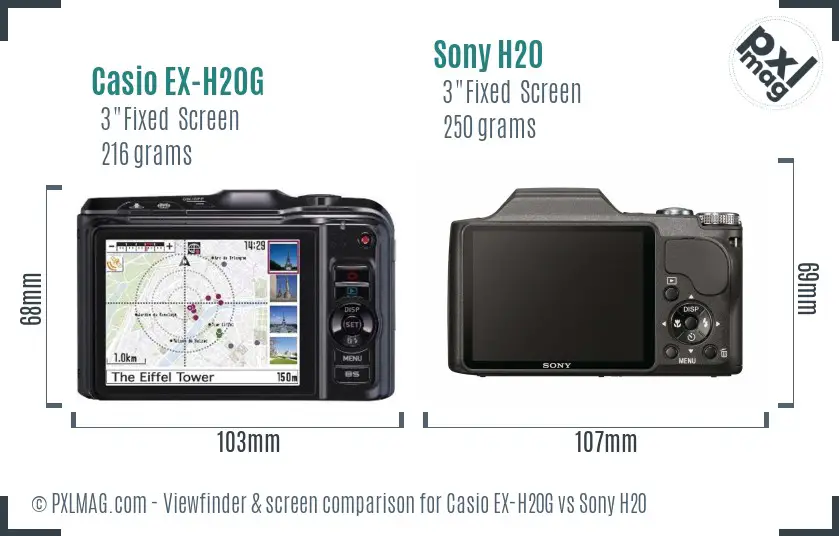 Casio EX-H20G vs Sony H20 Screen and Viewfinder comparison