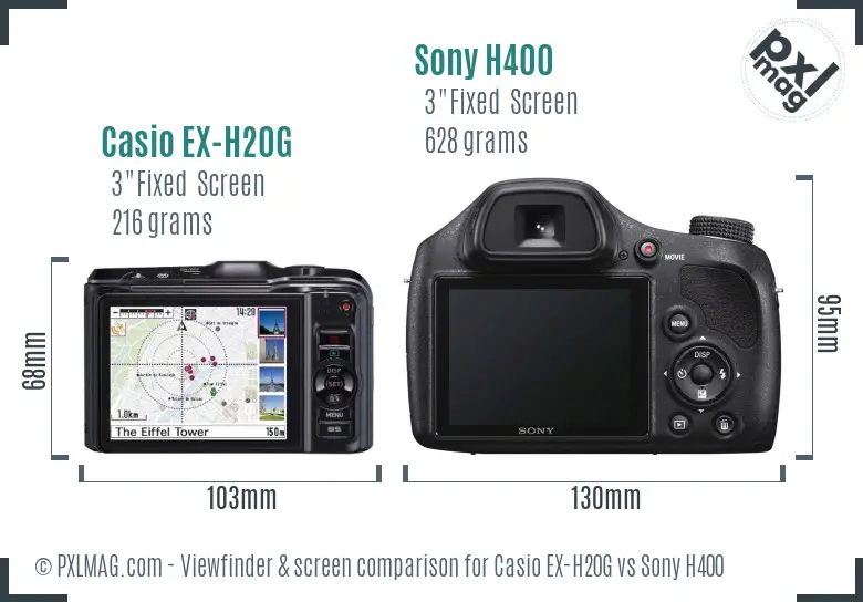 Casio EX-H20G vs Sony H400 Screen and Viewfinder comparison