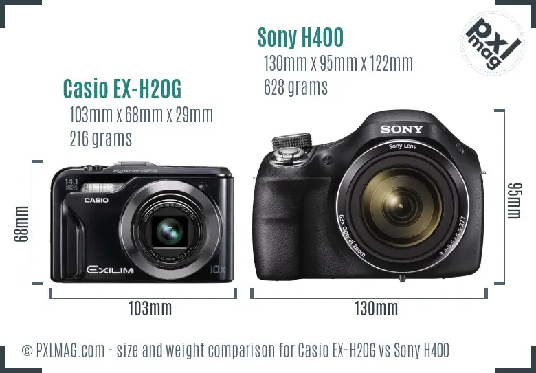 Casio EX-H20G vs Sony H400 size comparison