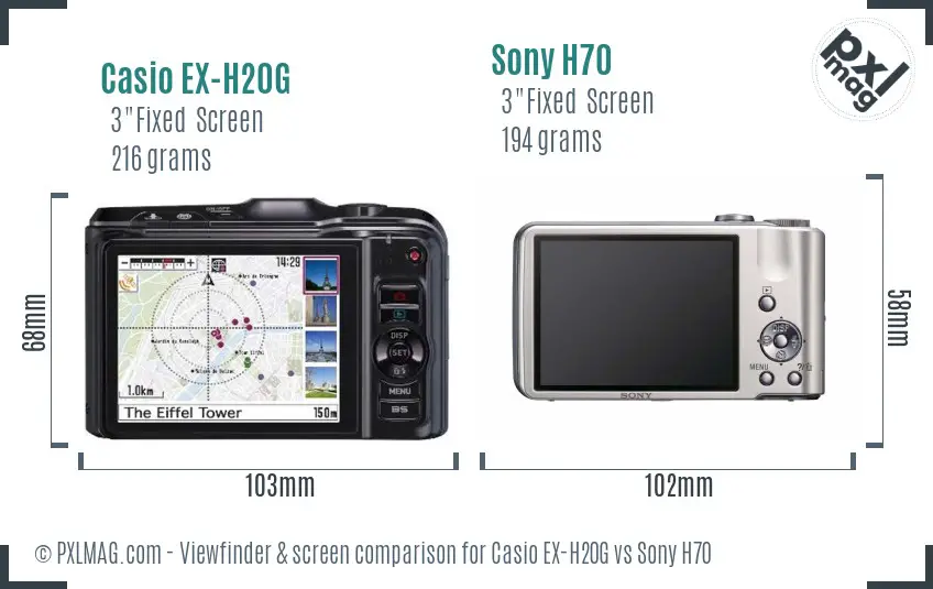 Casio EX-H20G vs Sony H70 Screen and Viewfinder comparison Casio EX-H20G vs Sony H70 Screen and Viewfinder comparison