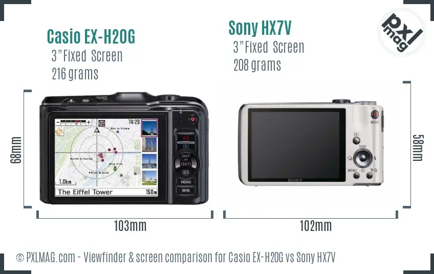 Casio EX-H20G vs Sony HX7V Screen and Viewfinder comparison Casio EX-H20G vs Sony HX7V Screen and Viewfinder comparison