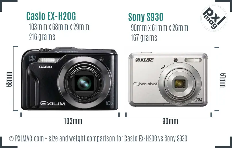 Casio EX-H20G vs Sony S930 size comparison Casio EX-H20G vs Sony S930 size comparison