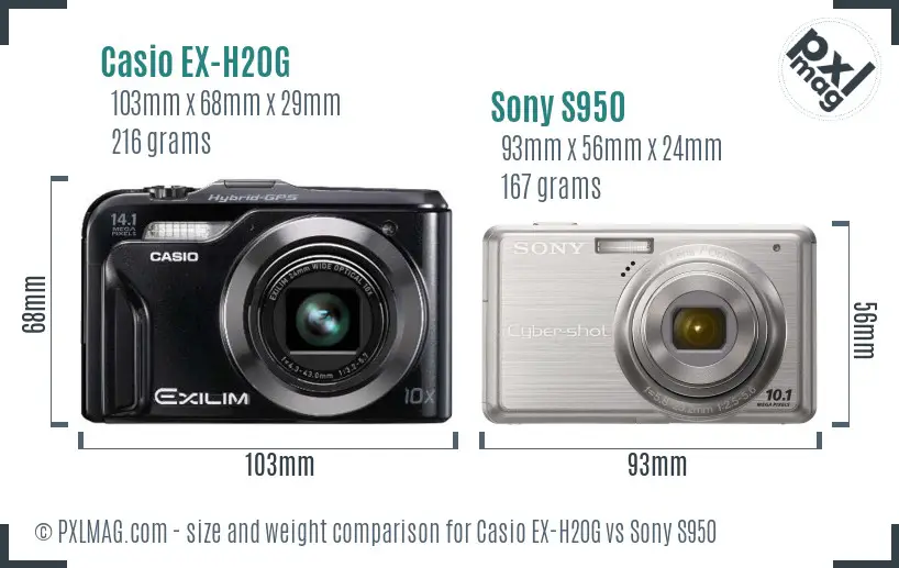 Casio EX-H20G vs Sony S950 size comparison Casio EX-H20G vs Sony S950 size comparison