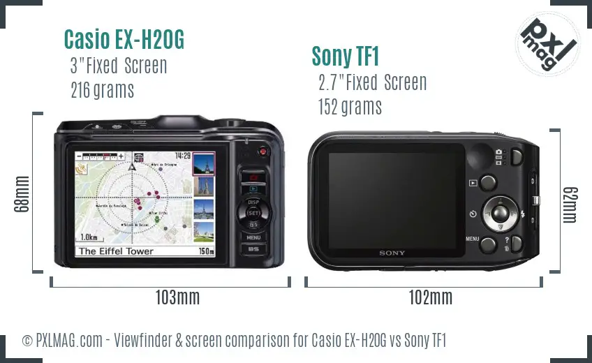 Casio EX-H20G vs Sony TF1 Screen and Viewfinder comparison Casio EX-H20G vs Sony TF1 Screen and Viewfinder comparison
