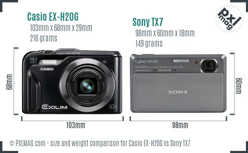 Casio EX-H20G vs Sony TX7 size comparison Casio EX-H20G vs Sony TX7 size comparison