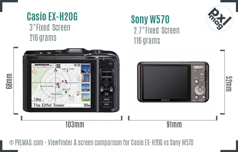 Casio EX-H20G vs Sony W570 Screen and Viewfinder comparison
