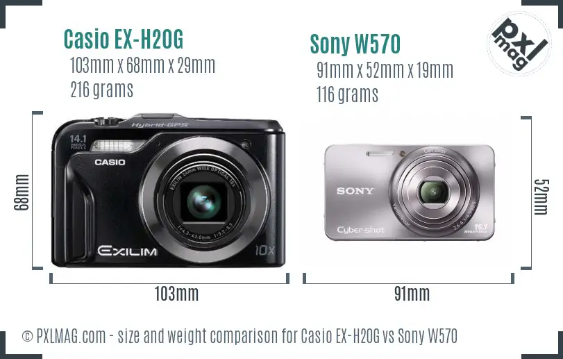 Casio EX-H20G vs Sony W570 size comparison