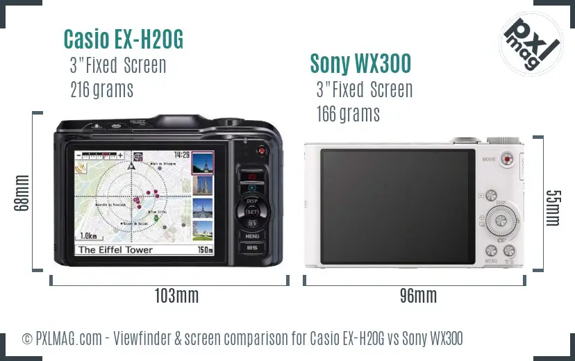 Casio EX-H20G vs Sony WX300 Screen and Viewfinder comparison
