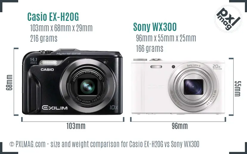 Casio EX-H20G vs Sony WX300 size comparison