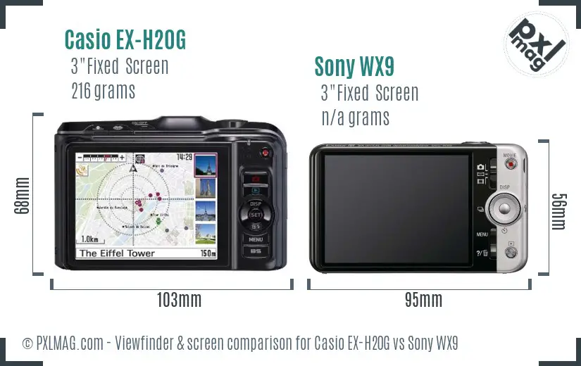 Casio EX-H20G vs Sony WX9 Screen and Viewfinder comparison