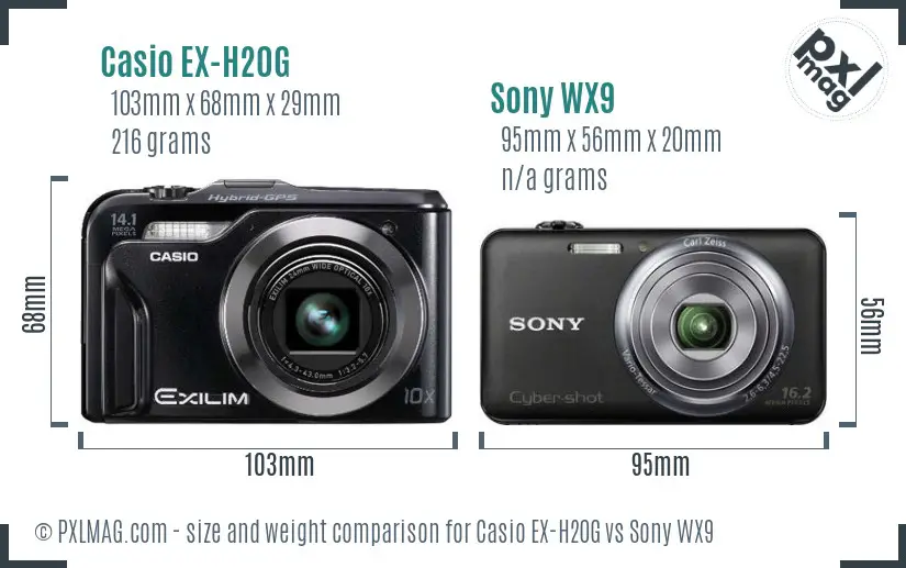 Casio EX-H20G vs Sony WX9 size comparison