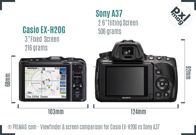 Casio EX-H20G vs Sony A37 Screen and Viewfinder comparison