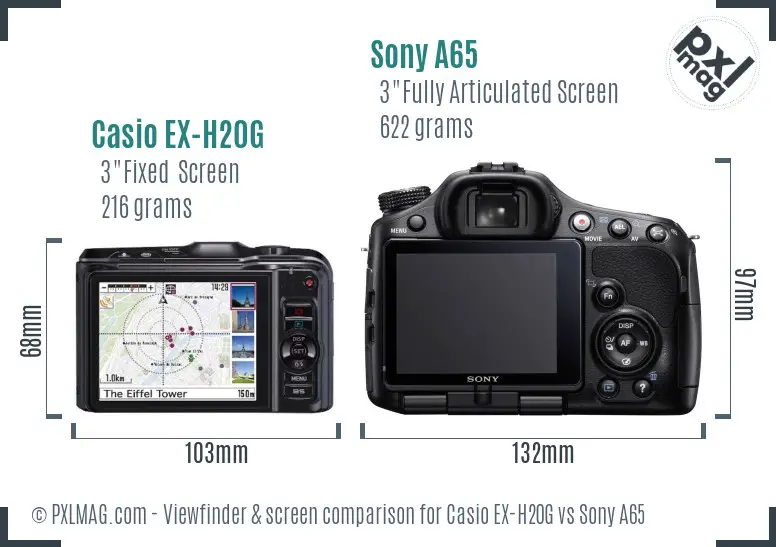 Casio EX-H20G vs Sony A65 Screen and Viewfinder comparison