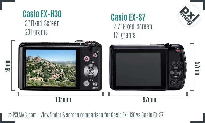 Casio EX-H30 vs Casio EX-S7 Screen and Viewfinder comparison