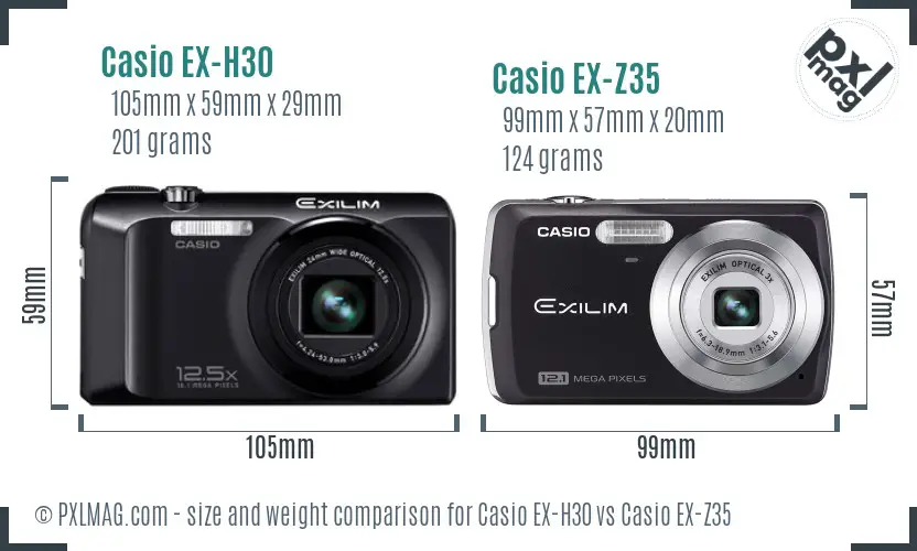 Casio EX-H30 vs Casio EX-Z35 size comparison