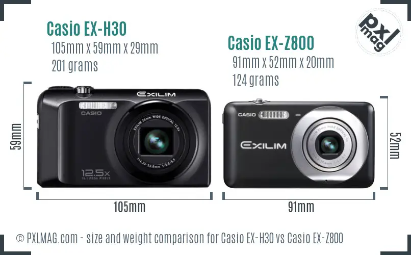 Casio EX-H30 vs Casio EX-Z800 size comparison