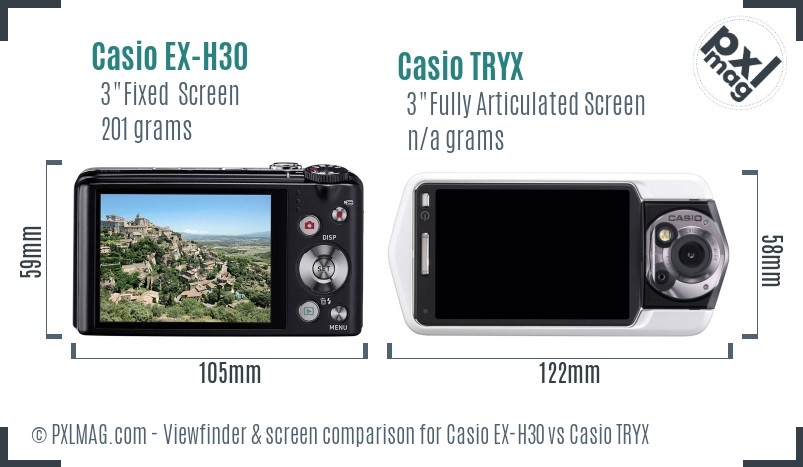 Casio EX-H30 vs Casio TRYX Screen and Viewfinder comparison