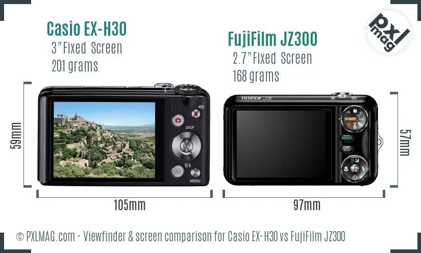Casio EX-H30 vs FujiFilm JZ300 Screen and Viewfinder comparison Casio EX-H30 vs FujiFilm JZ300 Screen and Viewfinder comparison