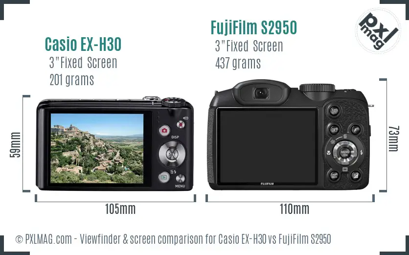 Casio EX-H30 vs FujiFilm S2950 Screen and Viewfinder comparison Casio EX-H30 vs FujiFilm S2950 Screen and Viewfinder comparison