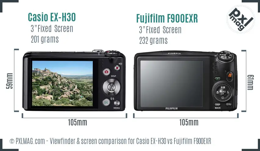 Casio EX-H30 vs Fujifilm F900EXR Screen and Viewfinder comparison