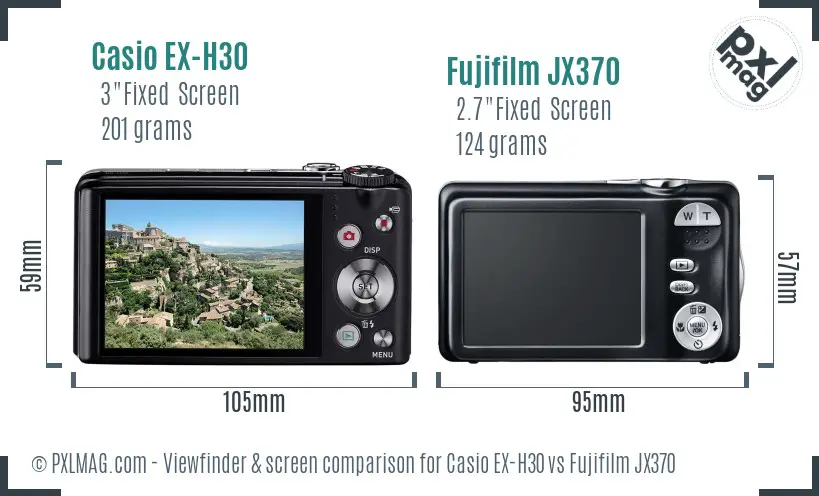 Casio EX-H30 vs Fujifilm JX370 Screen and Viewfinder comparison