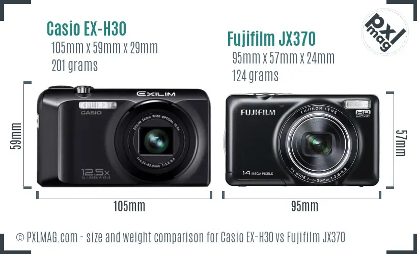 Casio EX-H30 vs Fujifilm JX370 size comparison