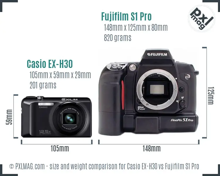 Casio EX-H30 vs Fujifilm S1 Pro size comparison