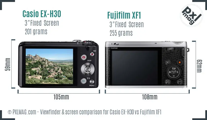 Casio EX-H30 vs Fujifilm XF1 Screen and Viewfinder comparison Casio EX-H30 vs Fujifilm XF1 Screen and Viewfinder comparison