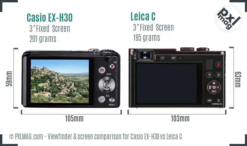 Casio EX-H30 vs Leica C Screen and Viewfinder comparison