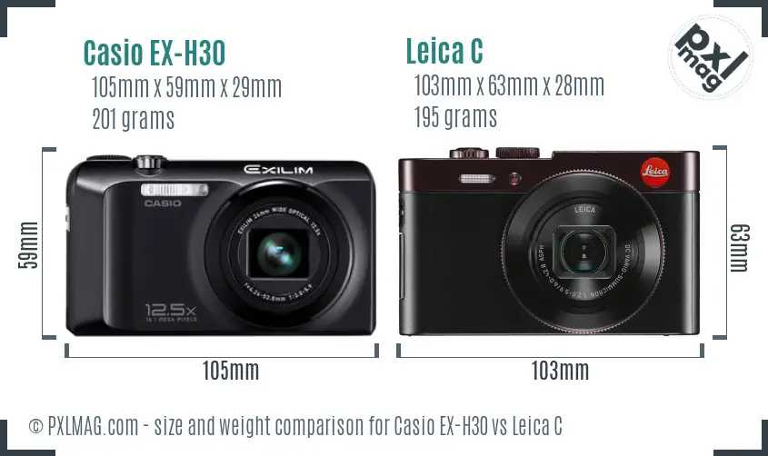 Casio EX-H30 vs Leica C size comparison
